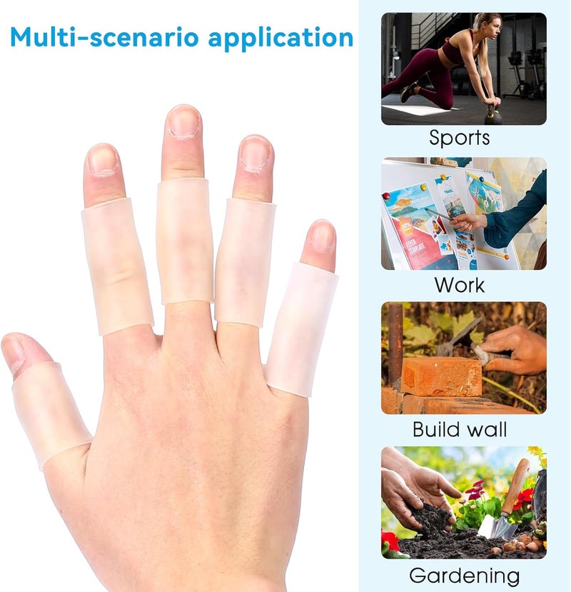 salbsever 20 Pcs Finger Sleeves Protectors Silicone Finger Sleeve Gel Finger Sleeve Protectors Finger Covers Cushions and Protects Rubber Finger Shields Provide Relief forCracked Finger - Image 5